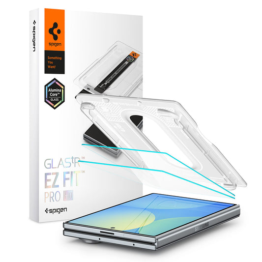 Spigen GlastR EZ FIT Pro HD ulkoinen näytönsuoja Samsung Galaxy Z Fold8 F971:lle, karkaistu lasi, täysiliimainen, 2 kappaleen setti AGL11943