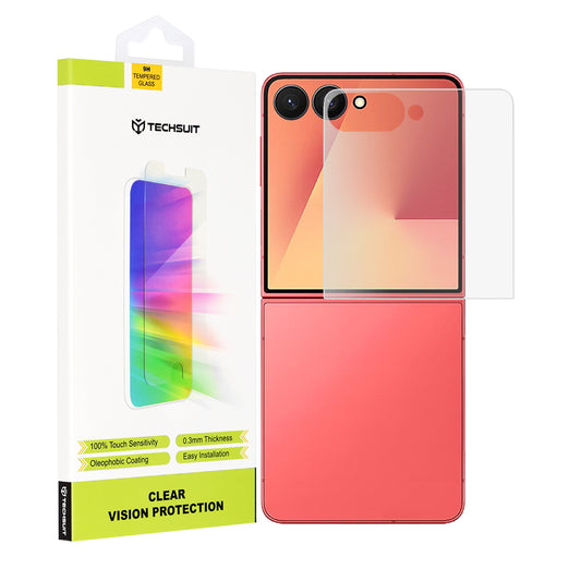 Techsuit Clear Vision ulkoinen näytönsuoja Samsung Galaxy Z Flip7 F766:lle, karkaistu lasi, täysi liima