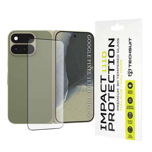 Techsuit Ulkoinen Näytön Suojakalvo Google Pixel 11 Pro Foldille, Karkaistu Lasi, Täysi Liima, 111D, Musta