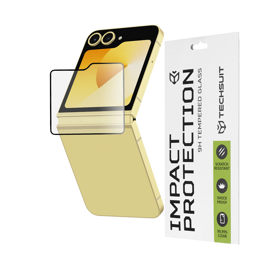 Techsuitin ulkoinen suojakalvo Samsung Galaxy Z Flip6 F741:lle, karkaistu lasi, täysi liima, 111D, musta