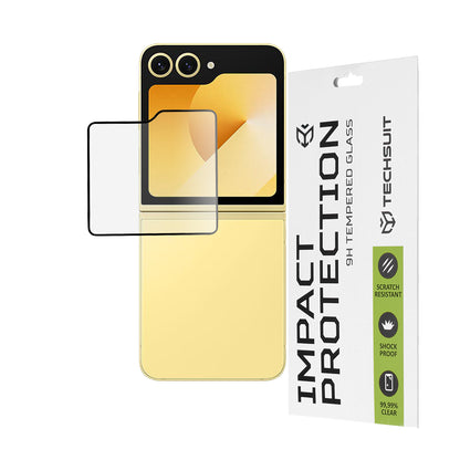 Techsuitin ulkoinen suojakalvo Samsung Galaxy Z Flip6 F741:lle, karkaistu lasi, täysi liima, 111D, musta