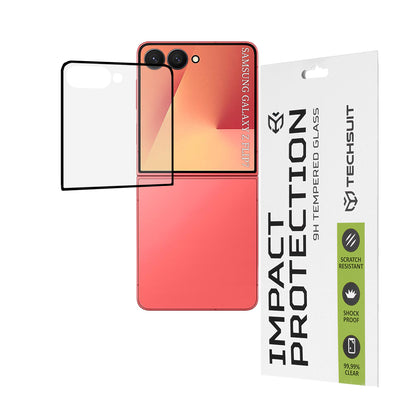 Techsuit Ulkoinen Näytön Suojakalvo Samsung Galaxy Z Flip7 F766:lle, Karkaistu Lasi, Täysi Liima, 111D, Musta