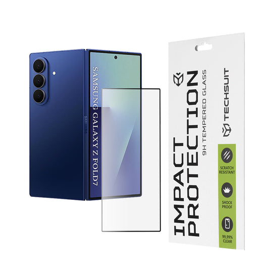 Techsuitin ulkoinen suojakalvo Samsung Galaxy Z Fold7 F966:lle, karkaistu lasi, täysi liima, 111D, musta