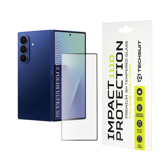 Techsuit Ulkoinen Näytön Suojakalvo Samsung Galaxy Z Fold8 Ultra F971:lle, Karkaistu Lasi, Täysi Liima, 111D, Musta