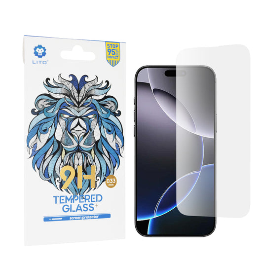 Lito Classic -näytönsuoja Apple iPhone 16 Pro Maxille, karkaistu lasi, täysiliimainen, 2.5D