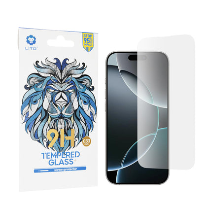 Lito Classic -näytönsuoja Apple iPhone 16 Pro:lle, karkaistu lasi, täysiliimainen, 2.5D