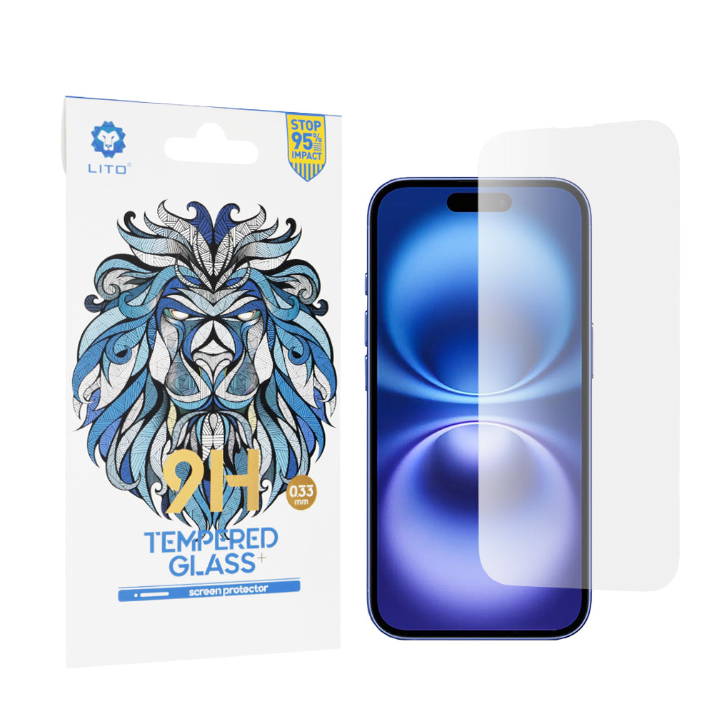 Lito Classic -näytönsuoja Apple iPhone 16:lle, karkaistu lasi, täysliimainen, 2.5D