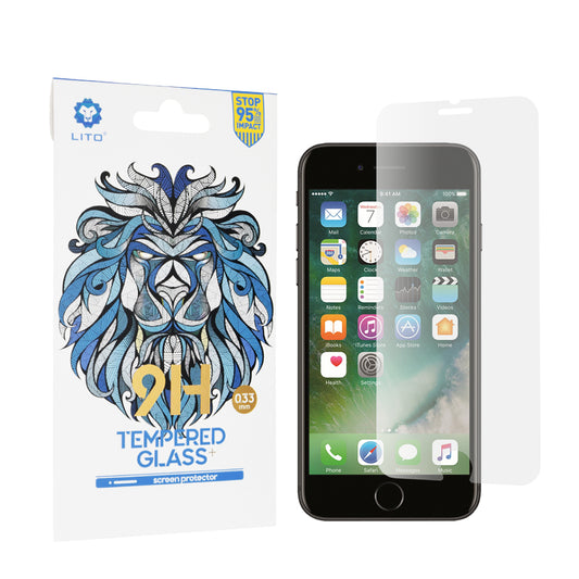 Lito Classic -näytönsuoja Apple iPhone SE (2022) / SE (2020) / 8 / 7, karkaistu lasi, täysiliimainen, 2.5D
