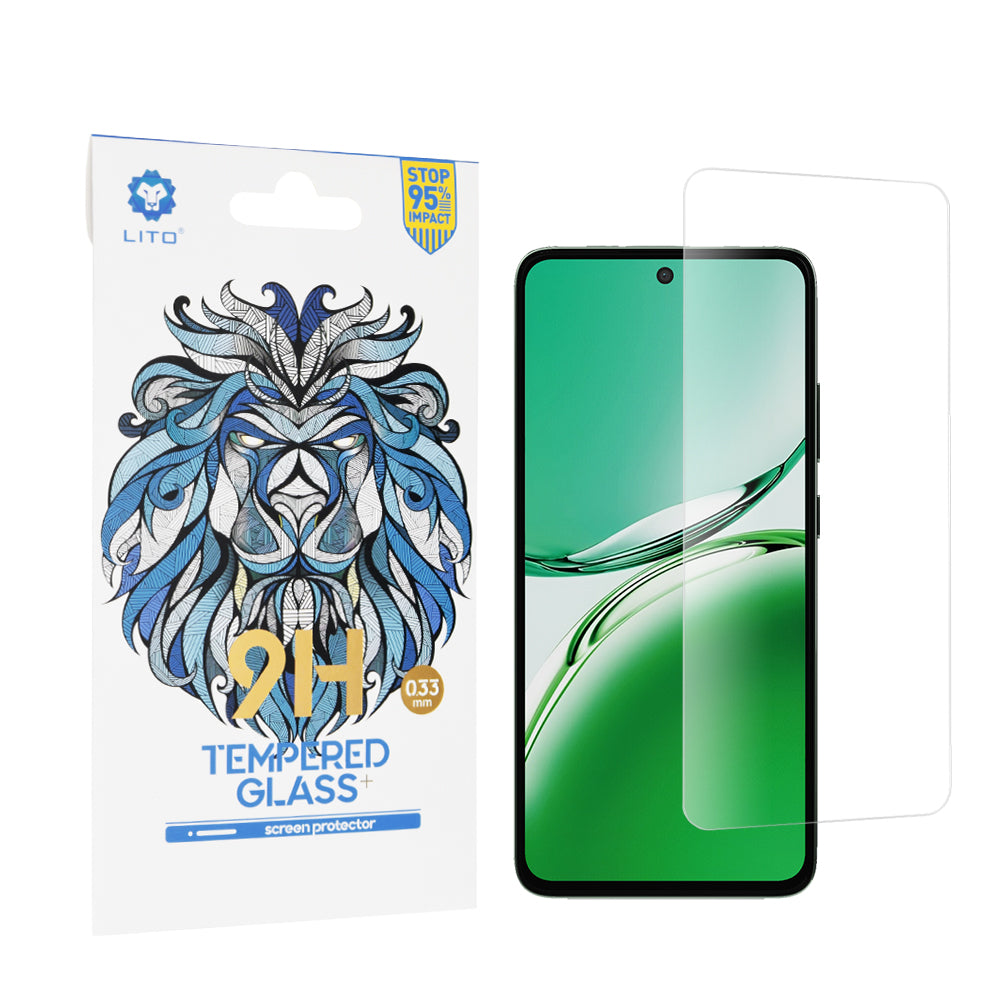 Lito Classic -näytönsuoja Oppo Reno12 F 4G:lle, karkaistu lasi, täysiliimainen, 2.5D