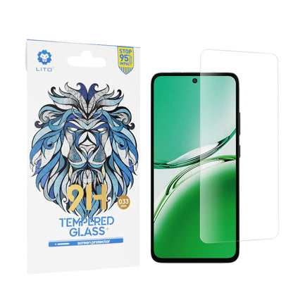 Lito Classic -näytönsuoja Oppo Reno12 F 4G:lle, karkaistu lasi, täysiliimainen, 2.5D