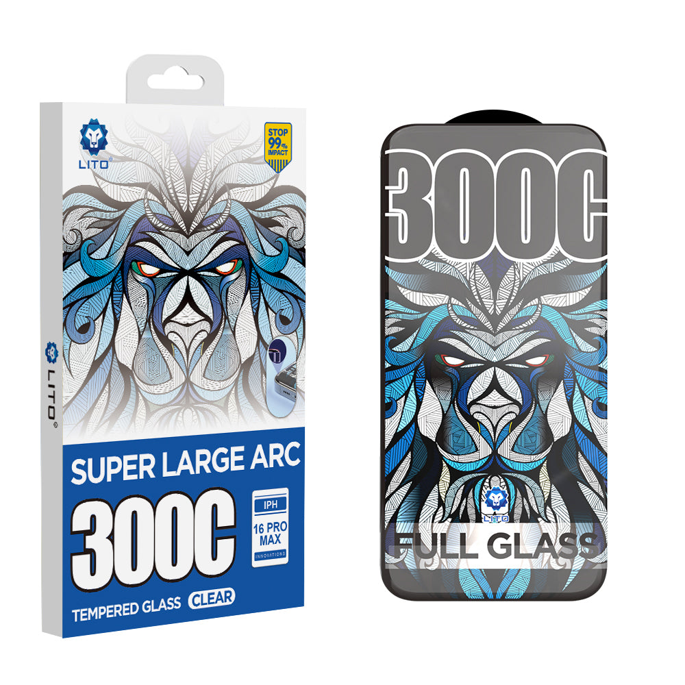 Lito D+ Max 300C Screen Protector for Apple iPhone 15 Pro Max, Tempered Glass, Full Glue