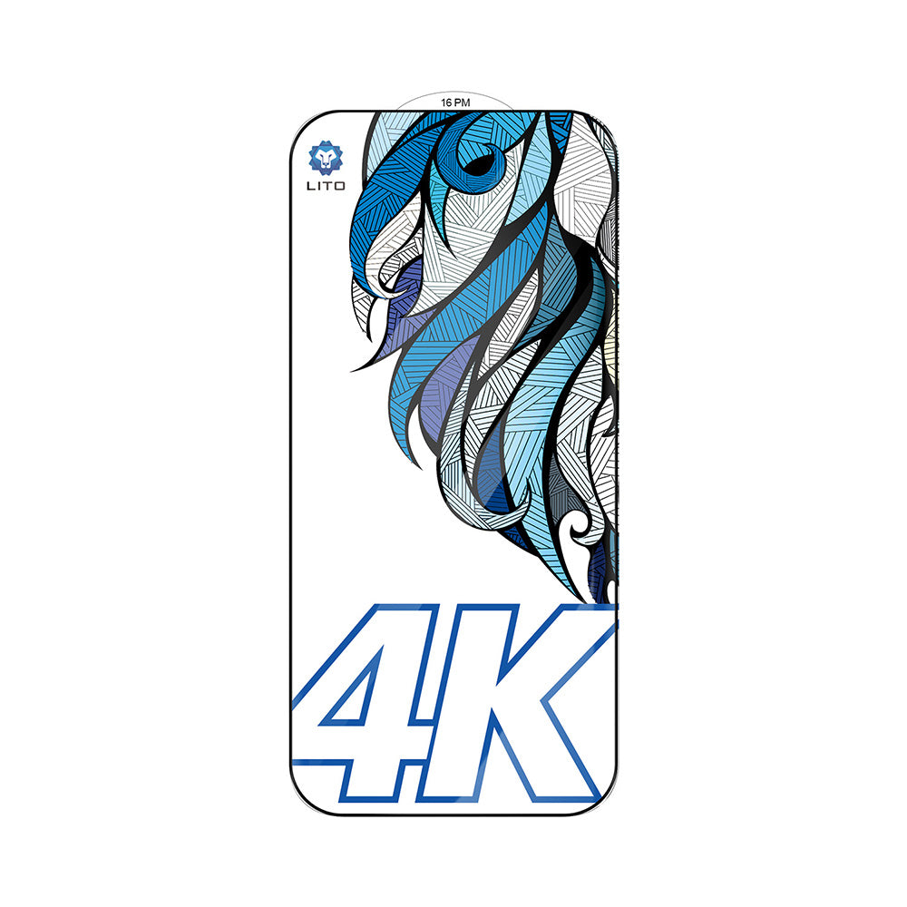 Lito D+ Max 4K suojakalvo Apple iPhone 17 / 16 Pro, karkaistu lasi, täysliima, musta