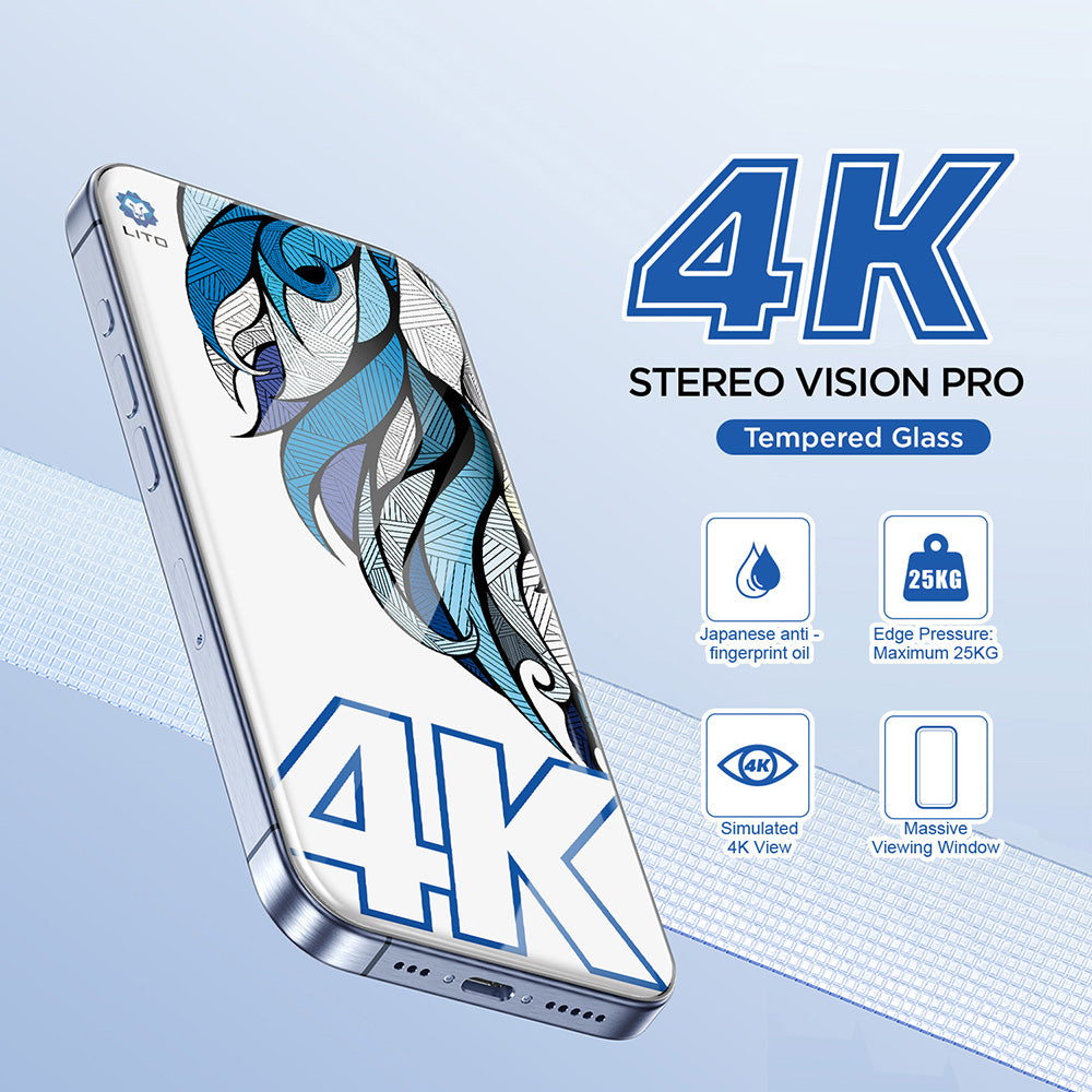 Lito D+ Max 4K suojakalvo Apple iPhone 17 / 16 Pro, karkaistu lasi, täysliima, musta