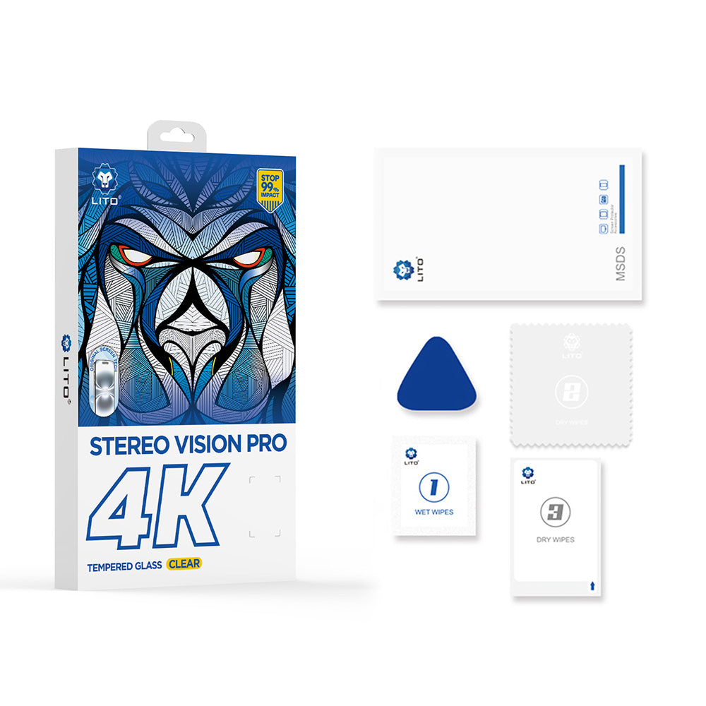 Lito D+ Max 4K suojakalvo Apple iPhone 17 / 16 Pro, karkaistu lasi, täysliima, musta