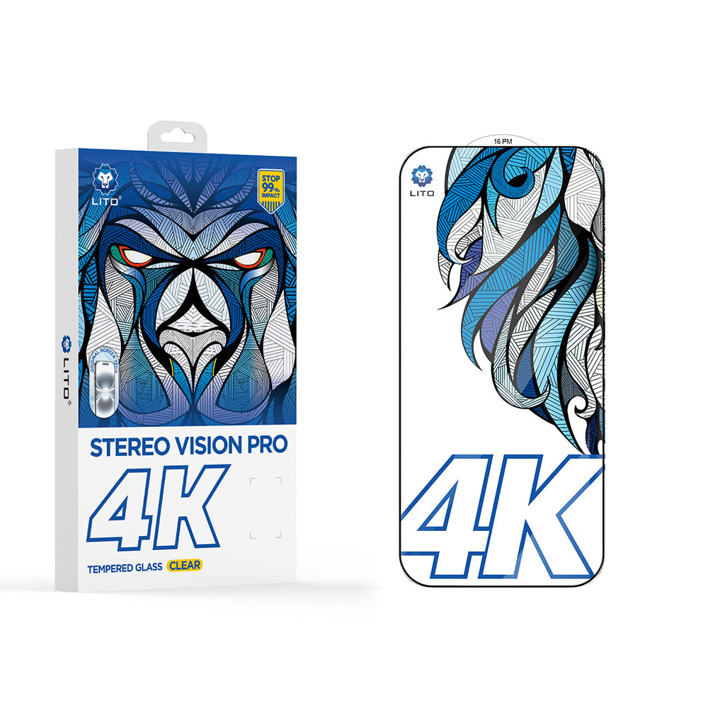 Lito D+ Max 4K suojakalvo Apple iPhone 17 / 16 Pro, karkaistu lasi, täysliima, musta