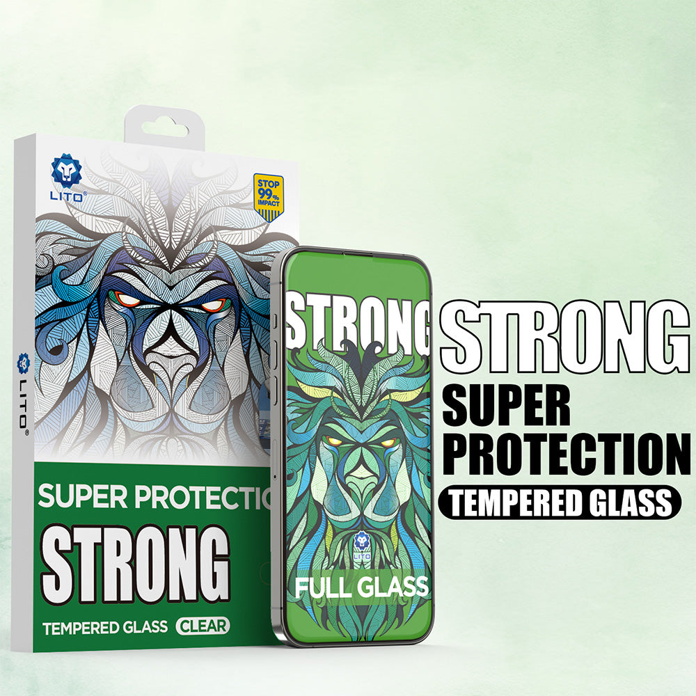 Lito D+ Max Strong suojakalvo Apple iPhone 17 / 16 Pro, karkaistu lasi, Full Glue, musta