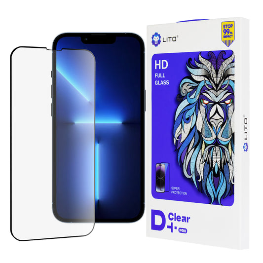 Lito D+ Pro -näytönsuojalasi Apple iPhone 14 Plus / 13 Pro Max -puhelimille, karkaistua lasia, koko pinnan liimapinta, musta