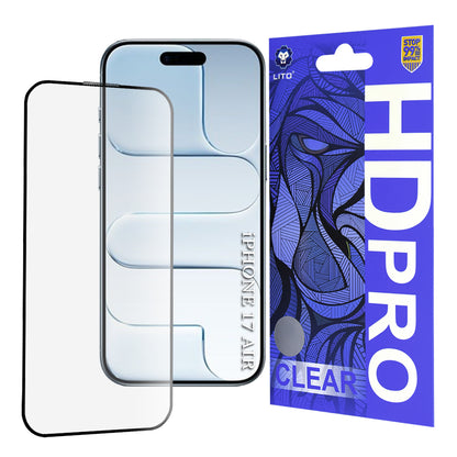 Suojakalvo Lito HD Pro Clear Apple iPhone 17 Air -puhelimelle, Karkaistu lasi, Full Glue, Musta
