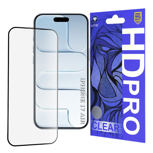 Suojakalvo Lito HD Pro Clear Apple iPhone 17 Air -puhelimelle, Karkaistu lasi, Full Glue, Musta