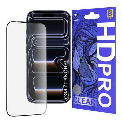Suojakalvo Lito HD Pro Clear Apple iPhone 17 Prolle, Karkaistu lasi, Full Glue, Musta