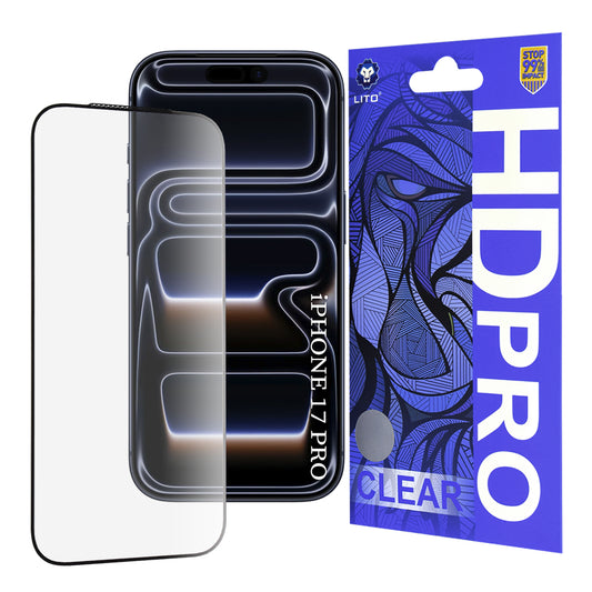 Suojakalvo Lito HD Pro Clear Apple iPhone 17 Prolle, Karkaistu lasi, Full Glue, Musta