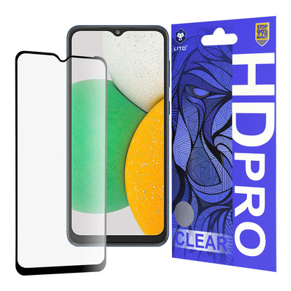Lito HD Pro Clear näytönsuoja Samsung Galaxy A03 Core A032:lle, karkaistu lasi, täysi liima, musta