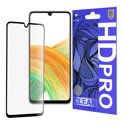 Lito HD Pro Clear näytönsuoja Samsung Galaxy A33 5G A336:lle, karkaistu lasi, täysiliimainen, musta
