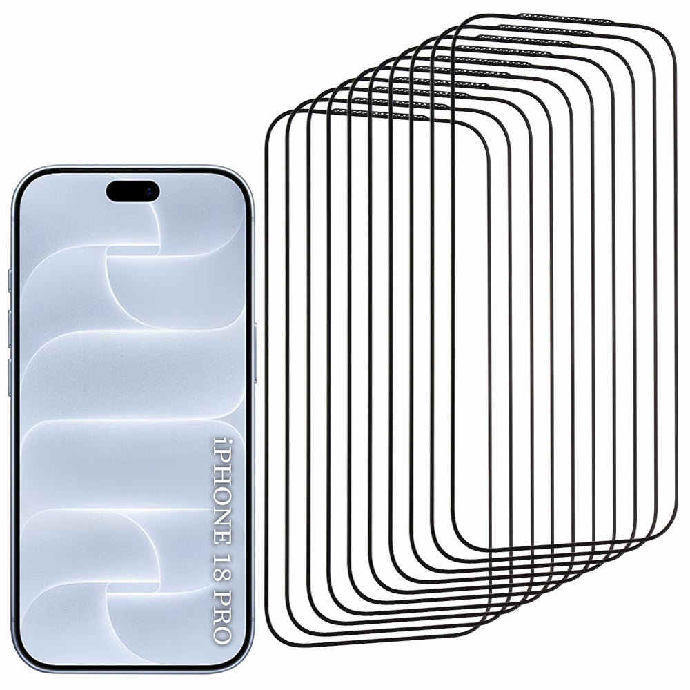 Lito HD Pro -näytönsuojalasi Apple iPhone 18 Pro / 17 Pro -puhelimelle, karkaistu lasi, täysliimapinta, 10 kappaleen setti, musta