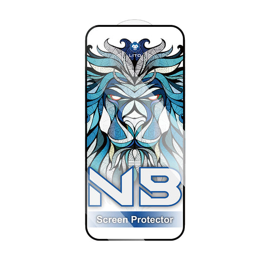 Lito NB näytönsuojakalvo Apple iPhone 17 / 16 Pro, karkaistu lasi, täysliima, musta
