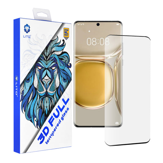 Lito-näytönsuoja Huawei P50 Pro:lle, karkaistu lasi, täyshartsi, 3D, musta