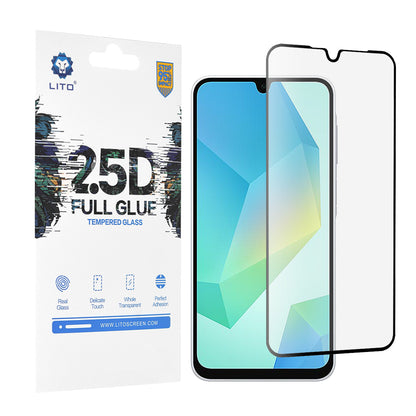 Lito Screen Protector Film for Samsung Galaxy A16 5G A166 / A16 4G A165, Tempered Glass, Full Glue, 2.5D, Black