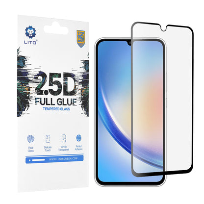 Lito-näytönsuoja Samsung Galaxy A34 A346:lle, karkaistu lasi, täyshartsi, 2.5D, musta