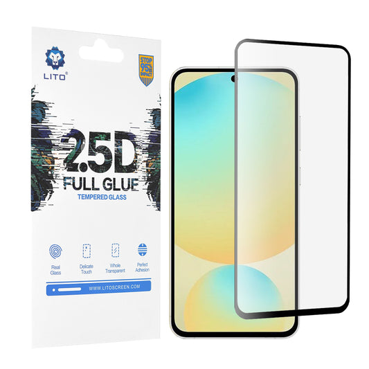 Lito-näytönsuoja Samsung Galaxy S24 FE S721:lle, karkaistu lasi, täysiliimainen, 2.5D, musta