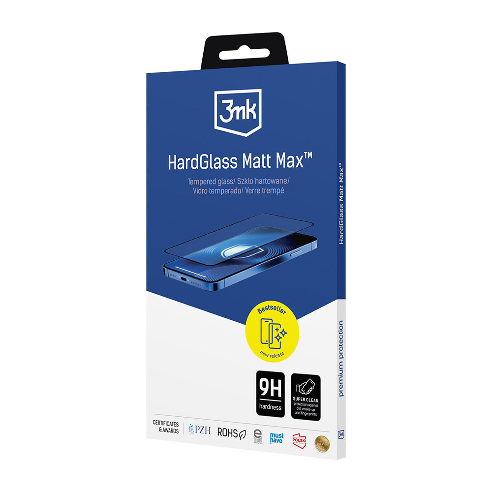 Suojakalvo Matte 3MK HardGlass Max Apple iPhone 17 Air:lle, Panssarilasi, Full Glue, Musta
