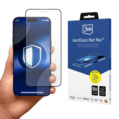 Suojakalvo Matte 3MK HardGlass Max Apple iPhone 17 Prolle, Panssarilasi, Full Glue, Musta