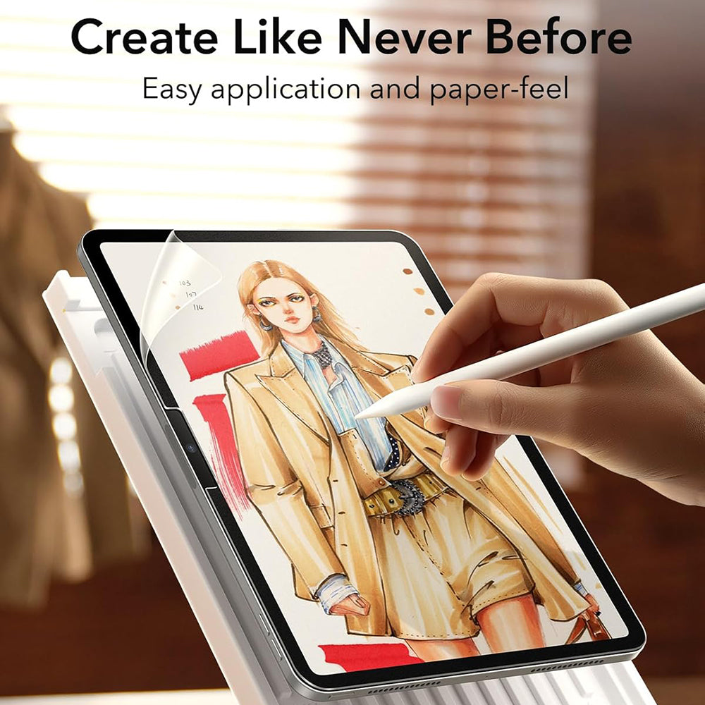 Mattapintainen ESR Paper Feel -suojakalvo Apple iPad Air 13 (2025) / Air 13 (2024) -laitteille, Muovi, Täysliima, 2 kappaleen setti