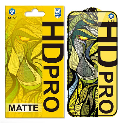 Lito HD Pro Matte -näytönsuoja Apple iPhone 16 Plusille, karkaistu lasi, täysiliimainen, musta