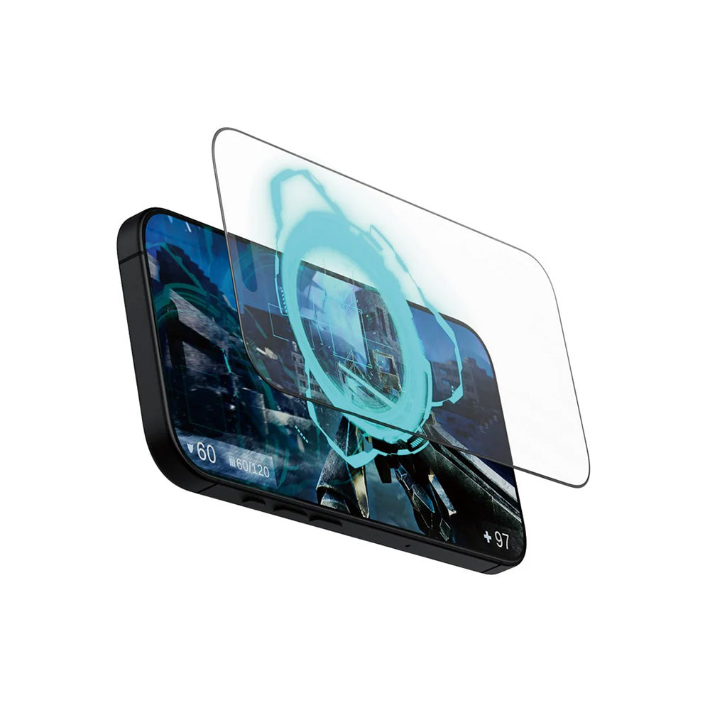 Suojakalvo Matte PanzerGlass Ultra-Wide Fit Gaming Apple iPhone 16 Prolle, Karkaistu lasi, Full Glue, Musta