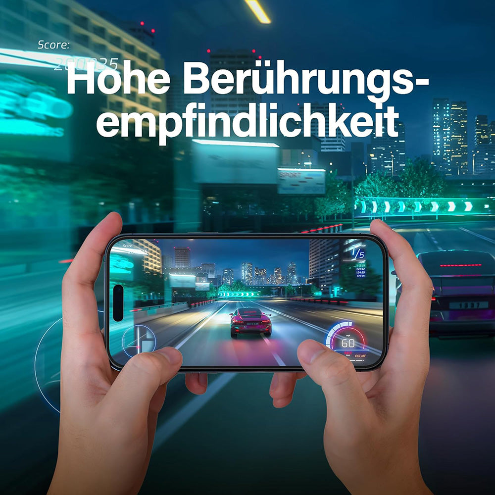 Suojakalvo Matte PanzerGlass Ultra-Wide Fit Gaming Apple iPhone 16 Prolle, Karkaistu lasi, Full Glue, Musta