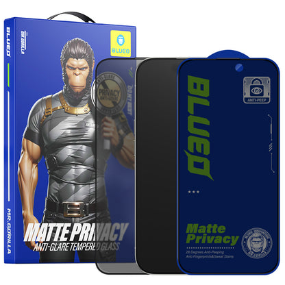 Matta Privacy Blueo Anti-Peep -näytönsuoja Apple iPhone 16 Plus / 15 Plus, turvalasi, täysiliimainen