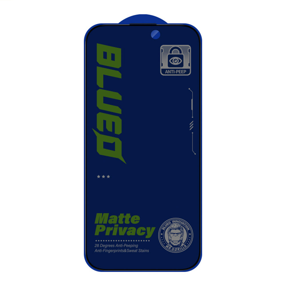 Matta Privacy Blueo Anti-Peep -näytönsuoja Apple iPhone 16 Plus / 15 Plus, turvalasi, täysiliimainen