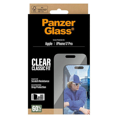 PanzerGlass Classic Fit EasyAligner Screen Protector for Apple iPhone 17 Pro, Tempered Glass, Full Glue
