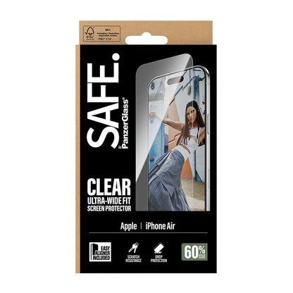 PanzerGlass Safe näytönsuojakalvo. Ultra-Wide Fit EasyAligner Apple iPhone 17 Air:lle, karkaistu lasi, Full Glue.
