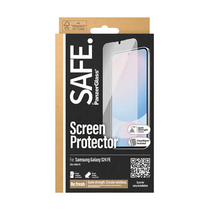 PanzerGlass Safe näytönsuojakalvo. Ultra-Wide Fit EasyAligner Samsung Galaxy S24 FE S721:lle, Turvalasi, Full Glue