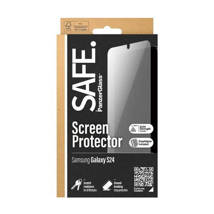 PanzerGlass Safe näytönsuojakalvo. Ultra-Wide Fit EasyAligner Samsung Galaxy S24 S921:lle, karkaistu lasi, Full Glue.