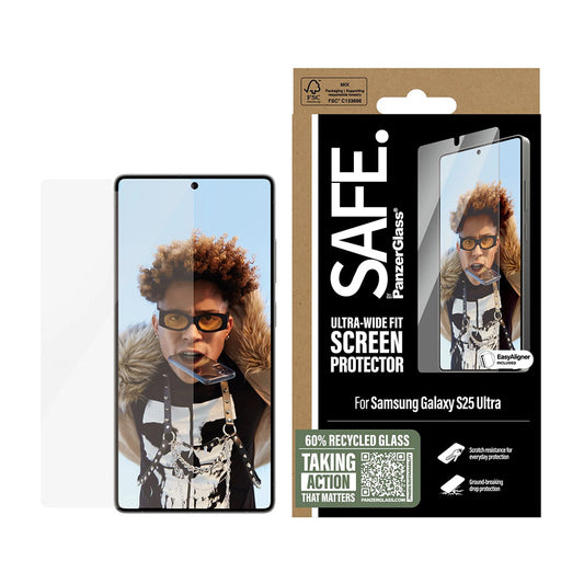 PanzerGlass Safe näytönsuojakalvo. Ultra-Wide Fit EasyAligner Samsung Galaxy S25 Ultra S938:lle, karkaistu lasi, Full Glue
