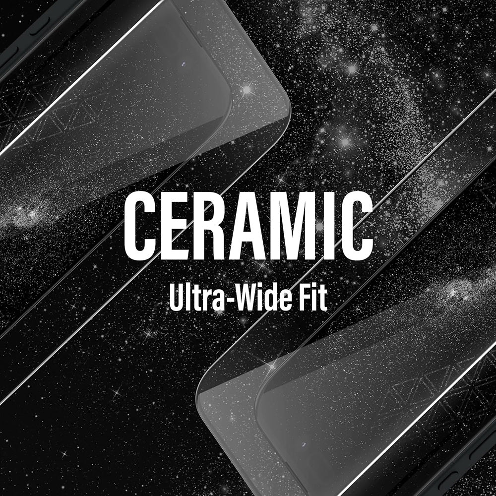 PanzerGlass Ultra-Wide Ceramic II EasyAligner -suojakalvo Apple iPhone 17 Prolle, karkaistu lasi, täysliima, musta