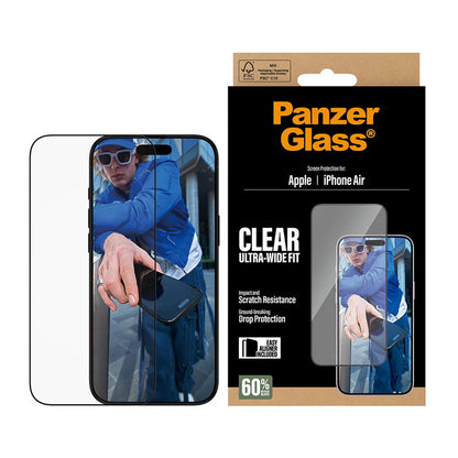 PanzerGlass Ultra-Wide Fit EasyAligner -suojakalvo Apple iPhone 17 Airille, karkaistu lasi, täysliima, musta