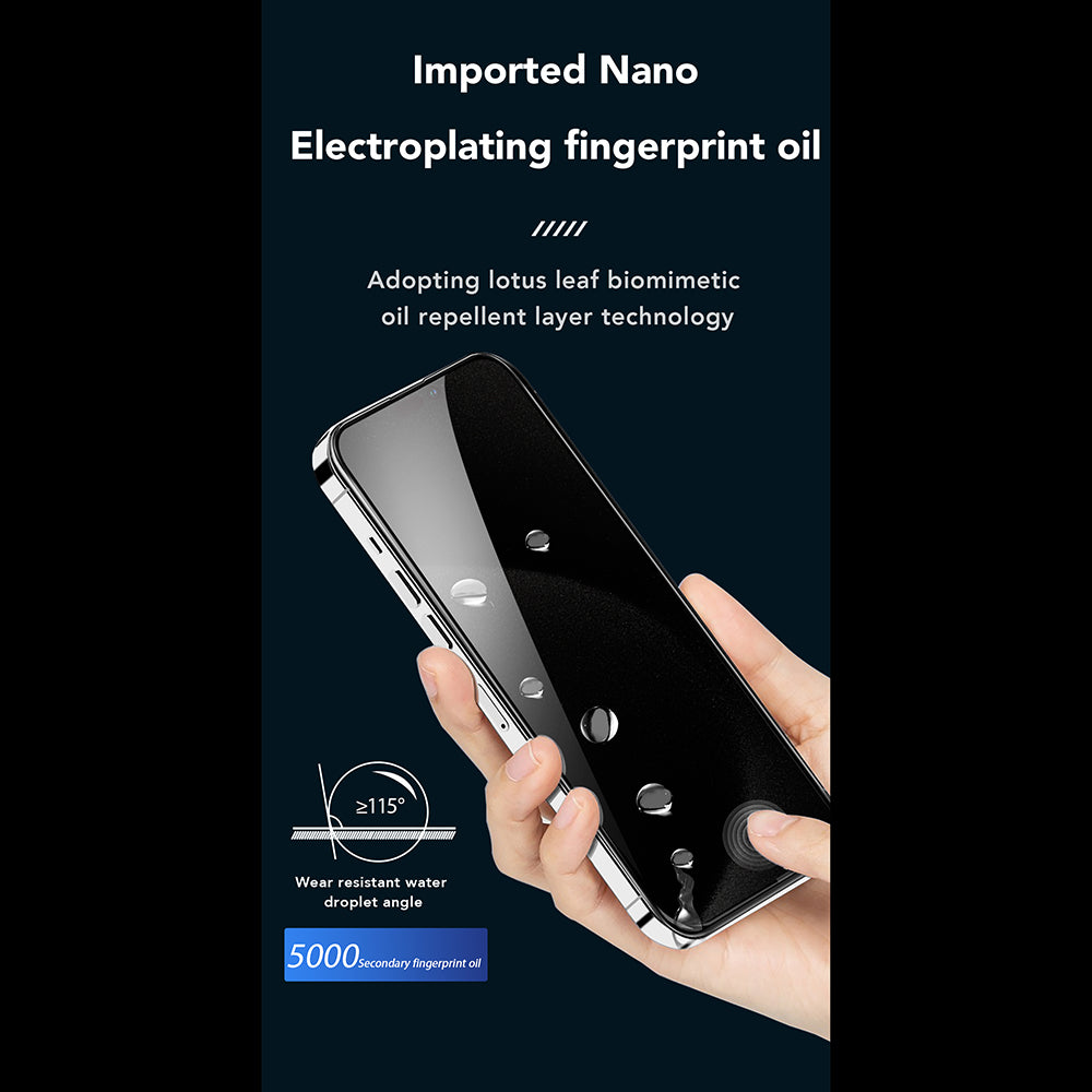 Anank 1X Reinforced 360 Privacy-näytönsuoja Apple iPhone 14 Prolle, turvalasi, täysiliimainen, 2.5D
