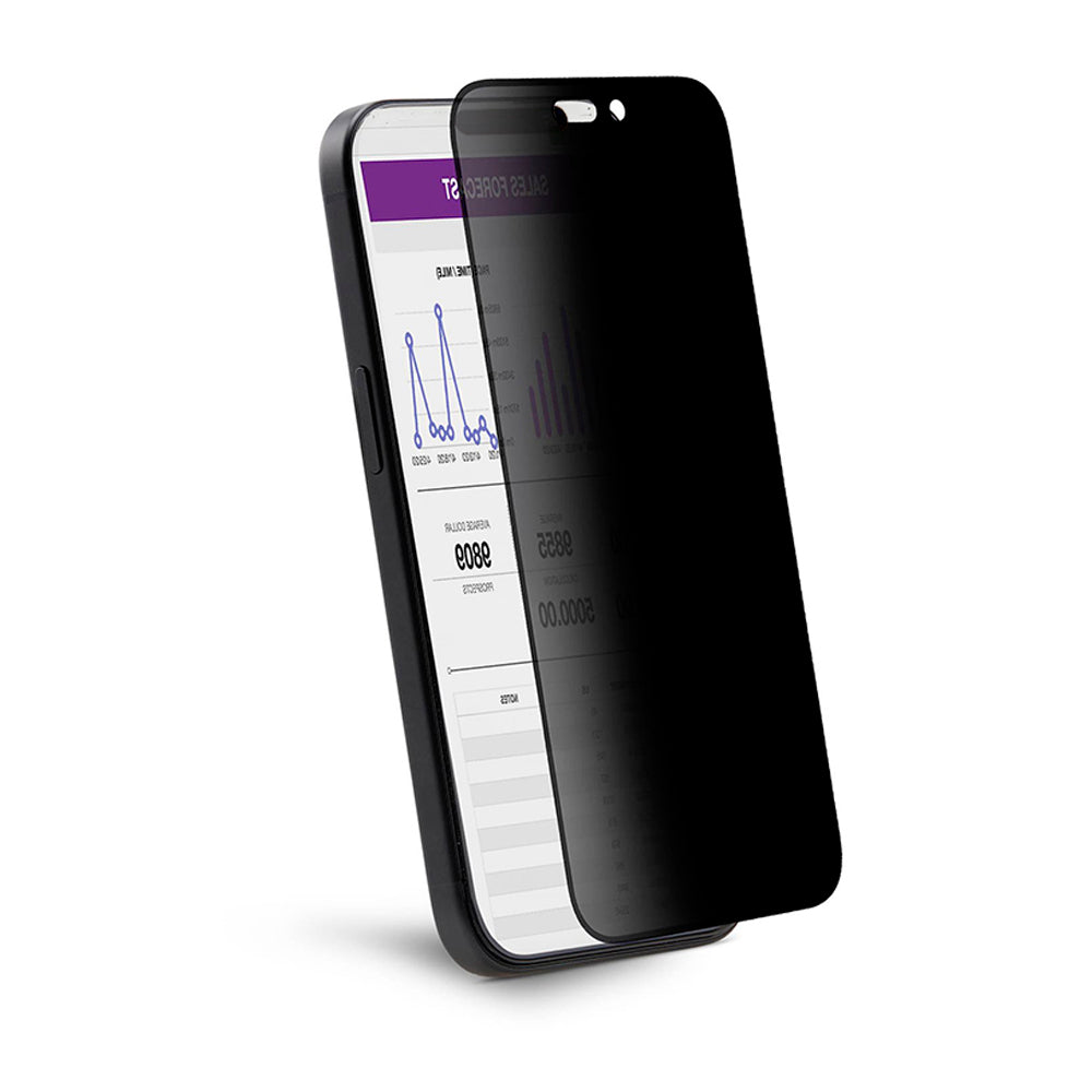 Anank 1X Reinforced 360 Privacy -näytönsuoja Apple iPhone 15 Pro Maxille, turvalasi, täysiliimainen, 2.5D